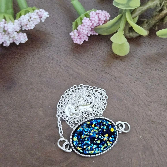 Fashion Blue Druzzy Stone Necklace - Picture 3 of 5